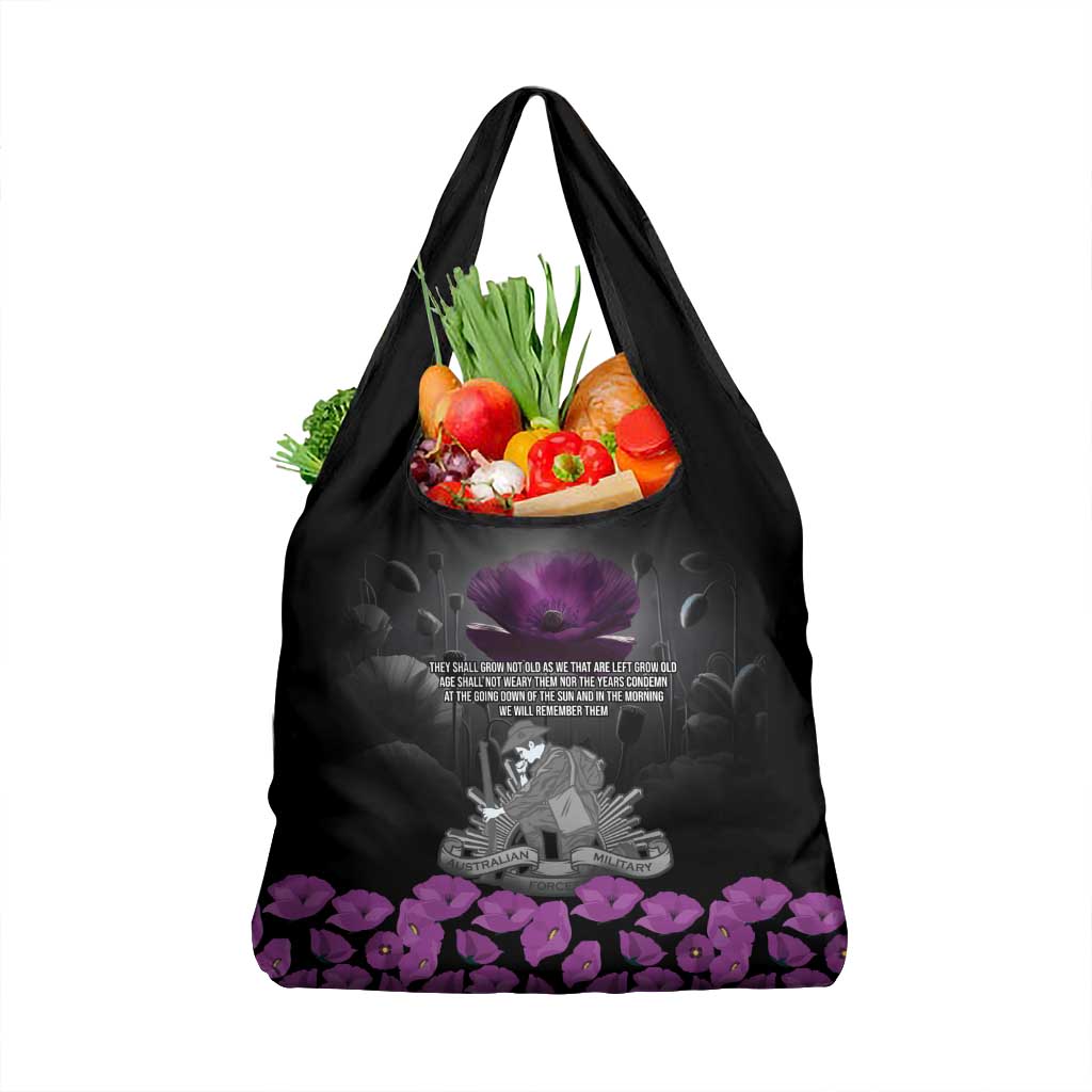 ANZAC Day Remembrance Grocery Bag Purple Poppy We Will Remember Them LT9 1-pack One Size Purple - Polynesian Pride