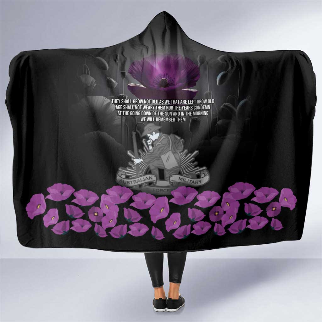 ANZAC Day Remembrance Hooded Blanket Purple Poppy We Will Remember Them LT9 One Size Purple - Polynesian Pride