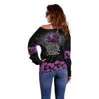 ANZAC Day Remembrance Off Shoulder Sweater Purple Poppy We Will Remember Them LT9 - Polynesian Pride