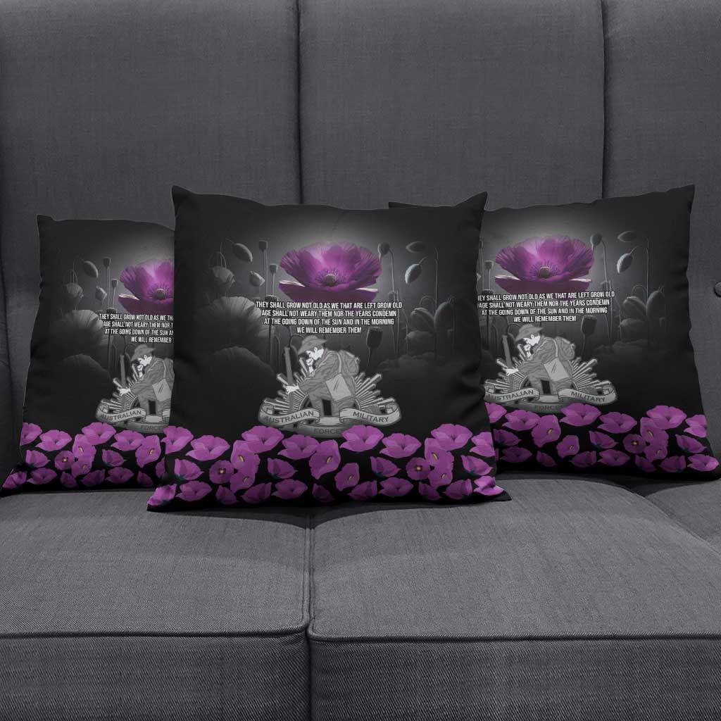 ANZAC Day Remembrance Pillow Cover Purple Poppy We Will Remember Them LT9 - Polynesian Pride