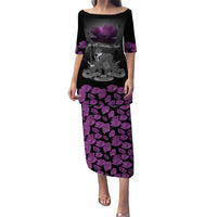 ANZAC Day Remembrance Puletasi Purple Poppy We Will Remember Them LT9 Long Dress Purple - Polynesian Pride