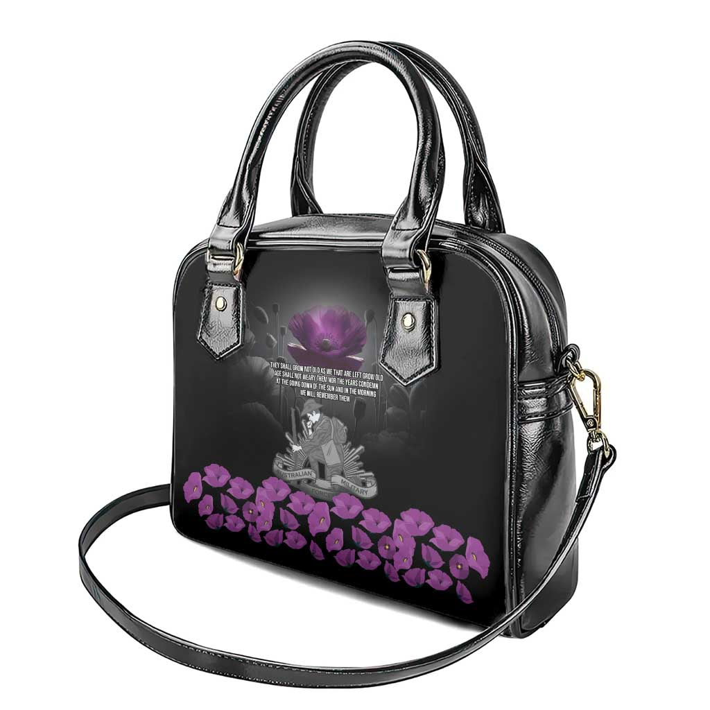 ANZAC Day Remembrance Shoulder Handbag Purple Poppy We Will Remember Them LT9 - Polynesian Pride