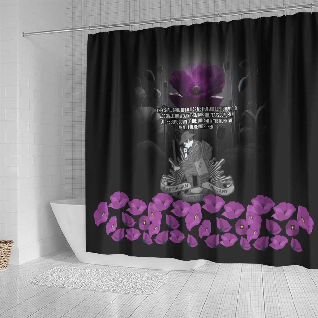 ANZAC Day Remembrance Shower Curtain Purple Poppy We Will Remember Them LT9 - Polynesian Pride