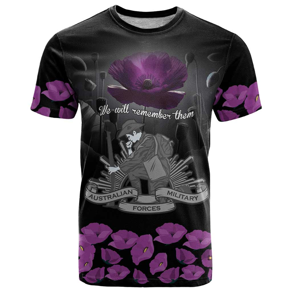 ANZAC Day Remembrance T Shirt Purple Poppy We Will Remember Them LT9 Purple - Polynesian Pride