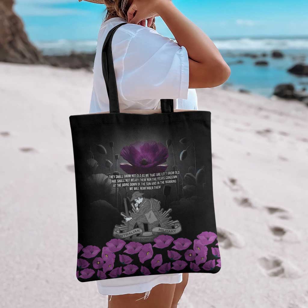 ANZAC Day Remembrance Tote Bag Purple Poppy We Will Remember Them LT9 - Polynesian Pride