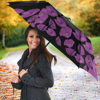 ANZAC Day Remembrance Umbrella Purple Poppy We Will Remember Them LT9 - Polynesian Pride