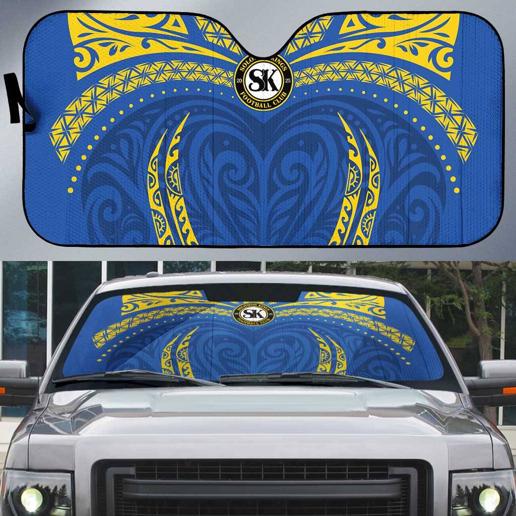 Oceania Football Solomon Kings Auto Sun Shade Polynesian Tribal Pattern LT9 Blue - Polynesian Pride