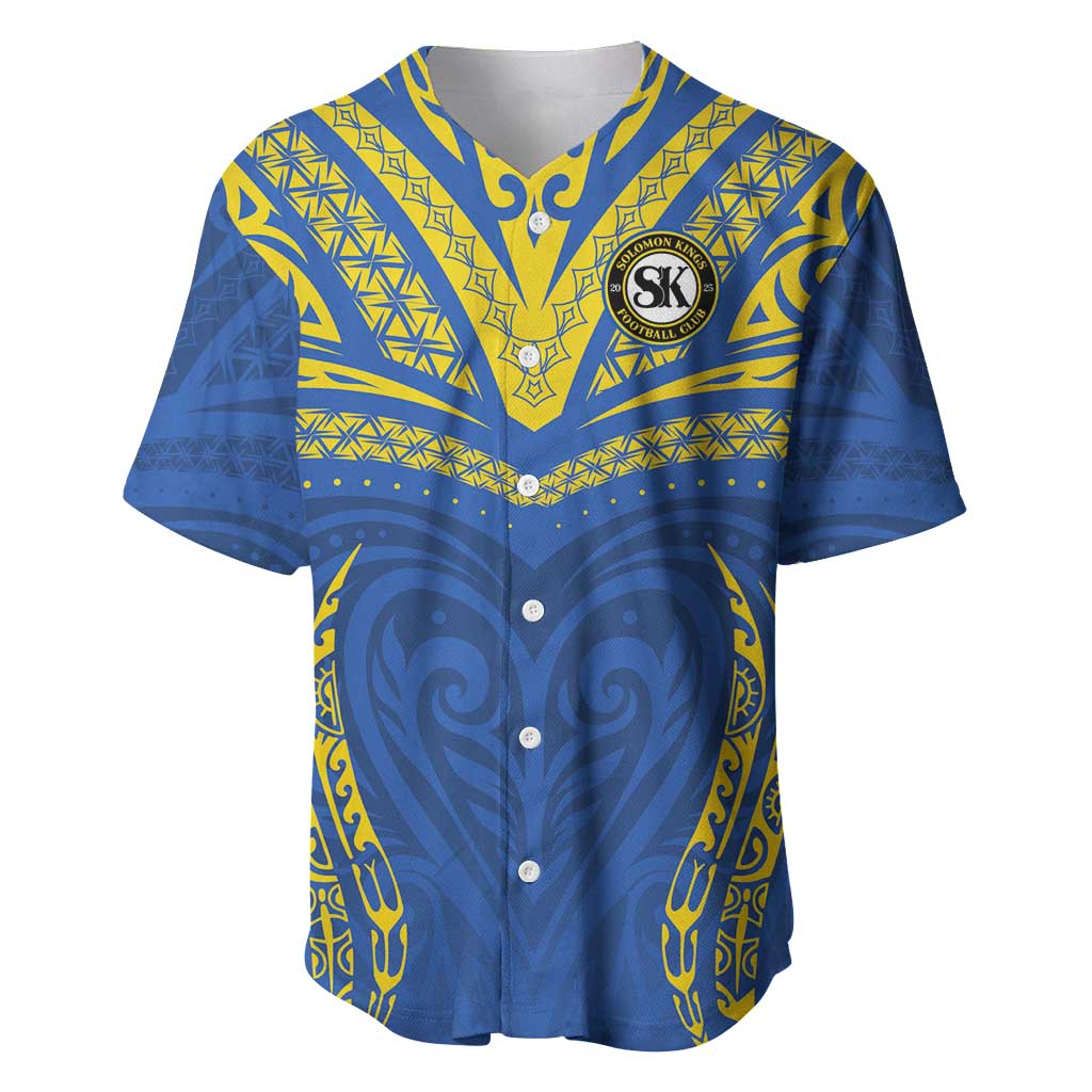 Custom Oceania Football Solomon Kings Baseball Jersey Polynesian Tribal Pattern LT9 Blue - Polynesian Pride