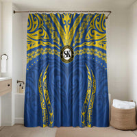 Oceania Football Solomon Kings Bathroom Set Polynesian Tribal Pattern LT9 Shower Curtain Only Blue - Polynesian Pride