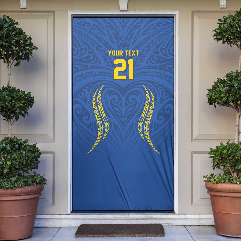 Custom Oceania Football Solomon Kings Door Cover Polynesian Tribal Pattern LT9 Blue - Polynesian Pride
