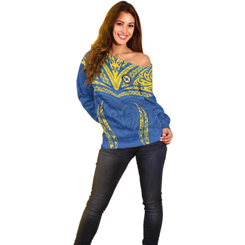 Custom Oceania Football Solomon Kings Off Shoulder Sweater Polynesian Tribal Pattern LT9 - Polynesian Pride