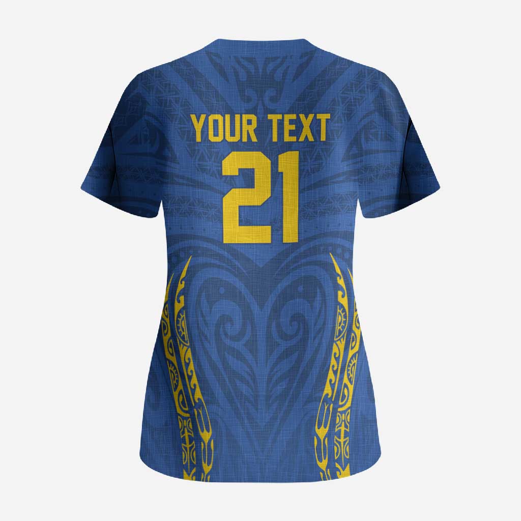 Custom Oceania Football Solomon Kings Scrub Top Polynesian Tribal Pattern LT9 - Polynesian Pride