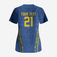 Custom Oceania Football Solomon Kings Scrub Top Polynesian Tribal Pattern LT9 - Polynesian Pride