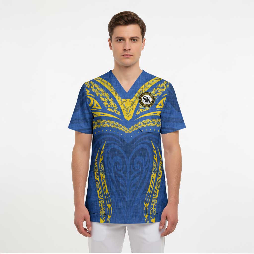 Custom Oceania Football Solomon Kings Scrub Top Polynesian Tribal Pattern LT9 - Polynesian Pride