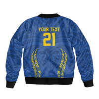 Custom Oceania Football Solomon Kings Sleeve Zip Bomber Jacket Polynesian Tribal Pattern LT9 - Polynesian Pride
