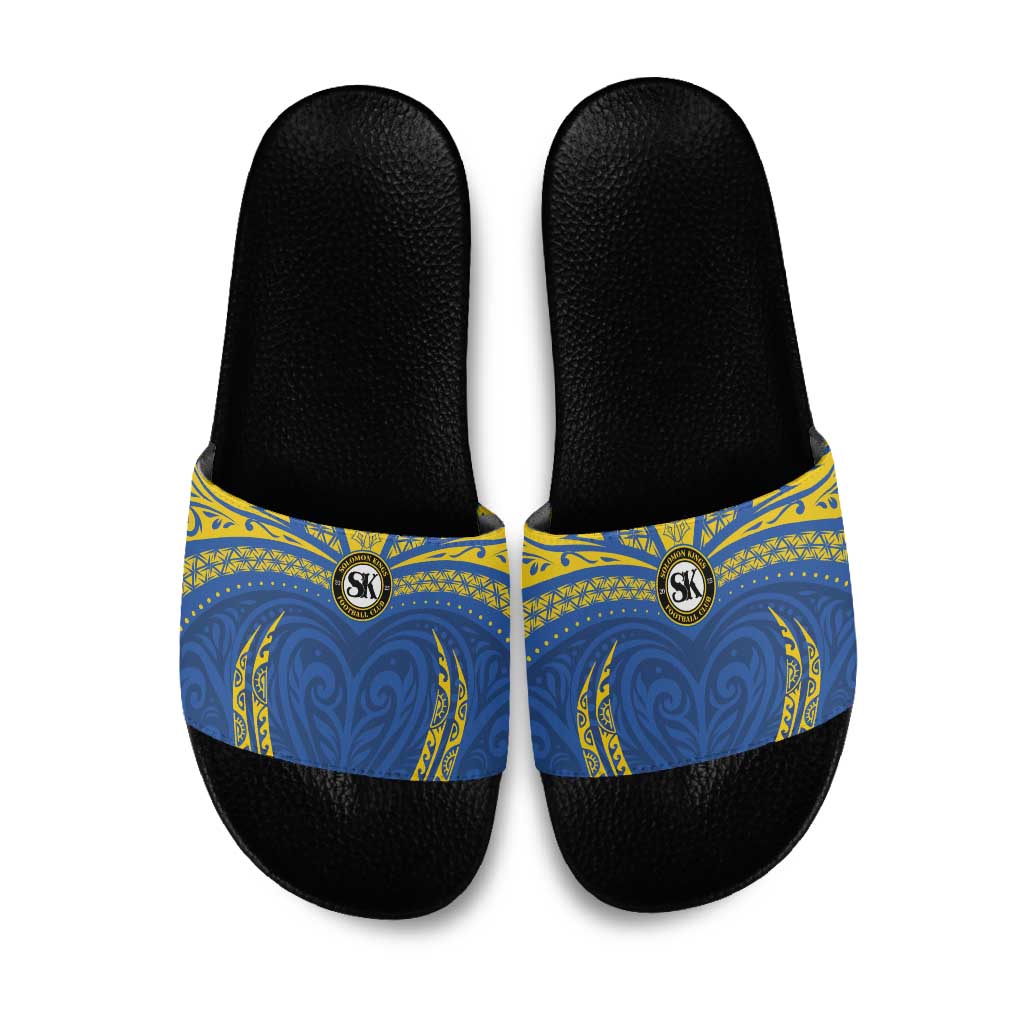 Oceania Football Solomon Kings Slide Sandals Polynesian Tribal Pattern LT9 Blue - Polynesian Pride