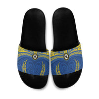 Oceania Football Solomon Kings Slide Sandals Polynesian Tribal Pattern LT9 Blue - Polynesian Pride