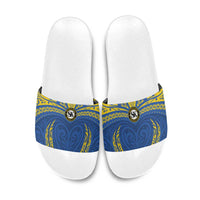 Oceania Football Solomon Kings Slide Sandals Polynesian Tribal Pattern LT9 Blue - Polynesian Pride