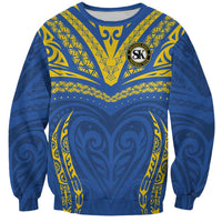 Custom Oceania Football Solomon Kings Sweatshirt Polynesian Tribal Pattern LT9 Unisex Blue - Polynesian Pride