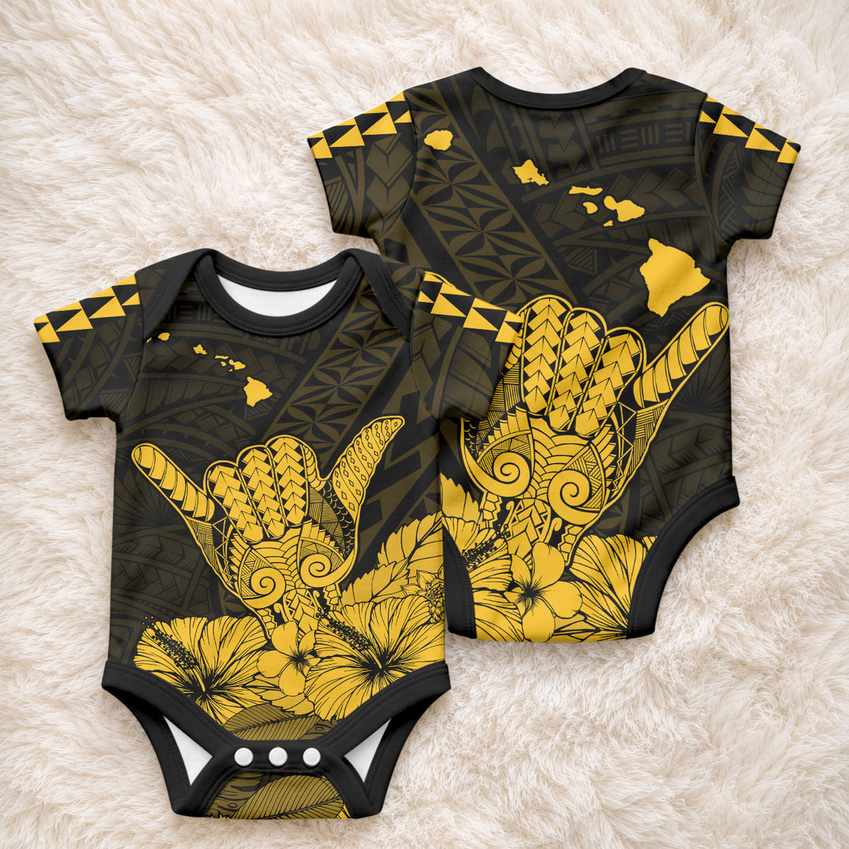 Hawaii Shaka Sign Baby Onesie Gold Version LT9 - Polynesian Pride
