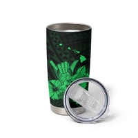 Green Hawaiian Hibiscus Shaka Sign Tumbler Cup LT9 - Polynesian Pride