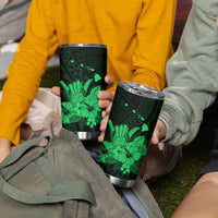 Green Hawaiian Hibiscus Shaka Sign Tumbler Cup LT9 - Polynesian Pride
