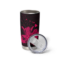 Pink Hawaiian Hibiscus Shaka Sign Tumbler Cup LT9 - Polynesian Pride