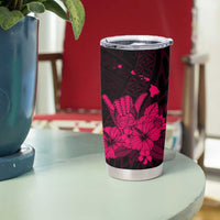 Pink Hawaiian Hibiscus Shaka Sign Tumbler Cup LT9 - Polynesian Pride