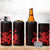 Red Hawaiian Hibiscus Shaka Sign 4 in 1 Can Cooler Tumbler