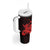 Red Hawaiian Hibiscus Shaka Sign Tumbler With Handle