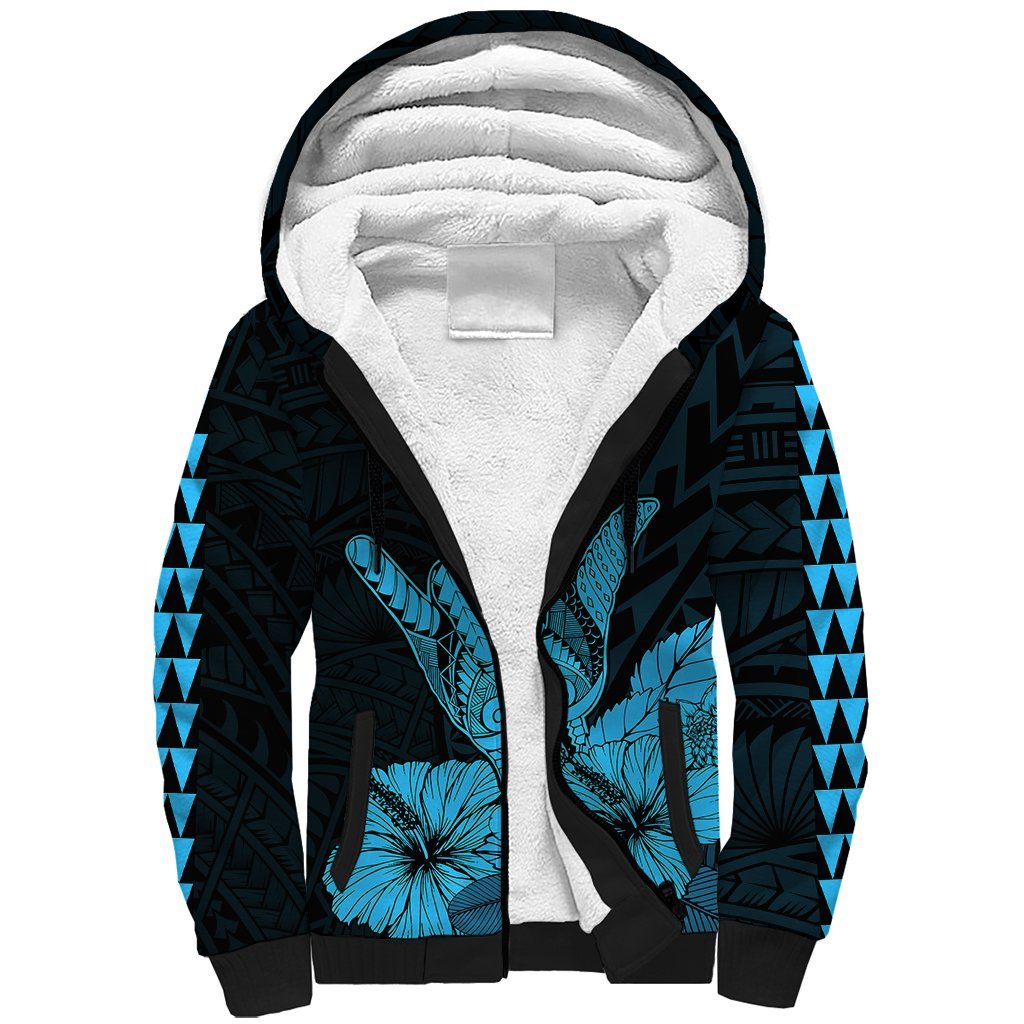 Hawaii Shaka Sign Sherpa Hoodie Blue Version LT9 Unisex Blue - Polynesian Pride