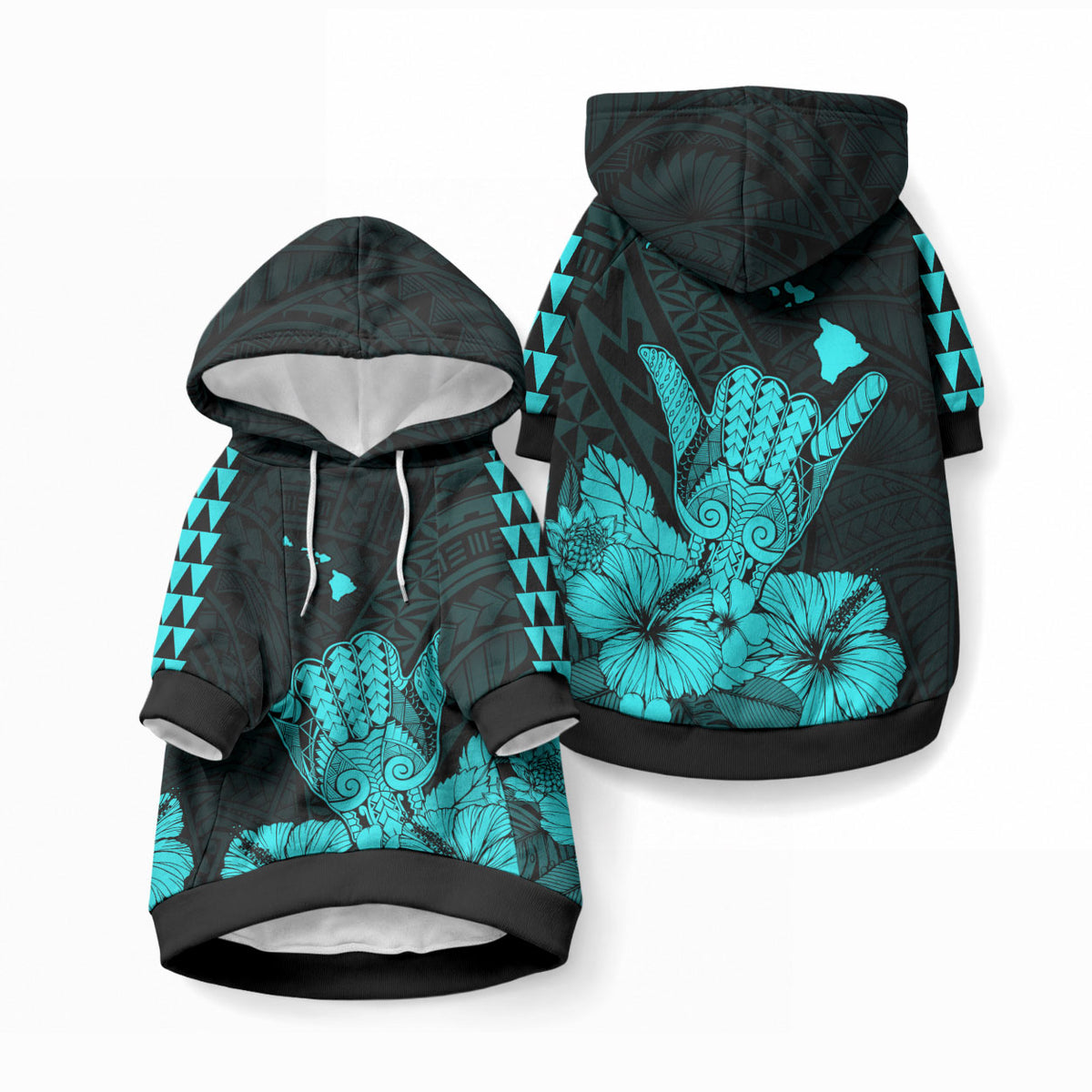 Hawaii Shaka Sign Pet Hoodie Turquoise Version LT9 Pullover Turquoise - Polynesian Pride