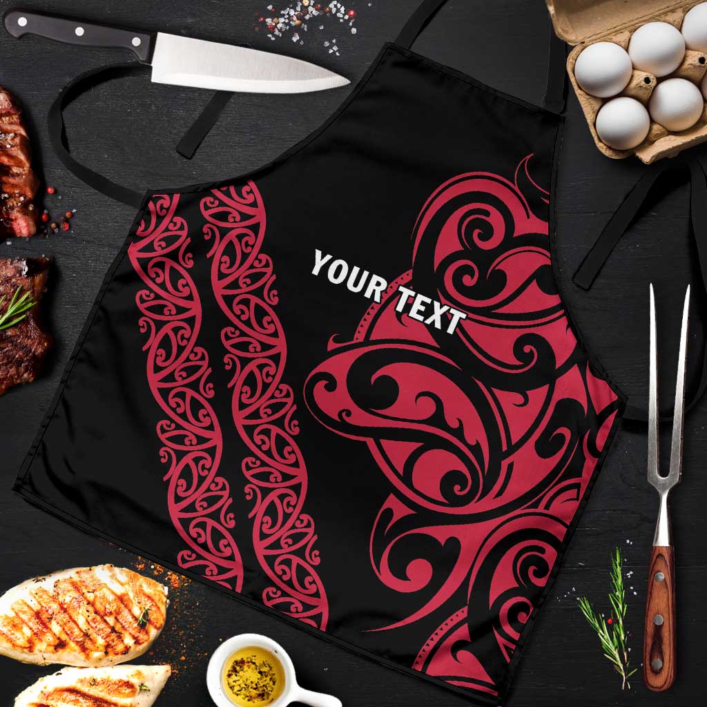 All Black Maori Tribal Tattoo Personalised Apron Classic Red Polynesian Style LT9 Red - Polynesian Pride