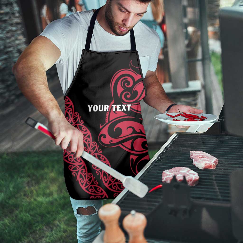 All Black Maori Tribal Tattoo Personalised Apron Classic Red Polynesian Style LT9 - Polynesian Pride