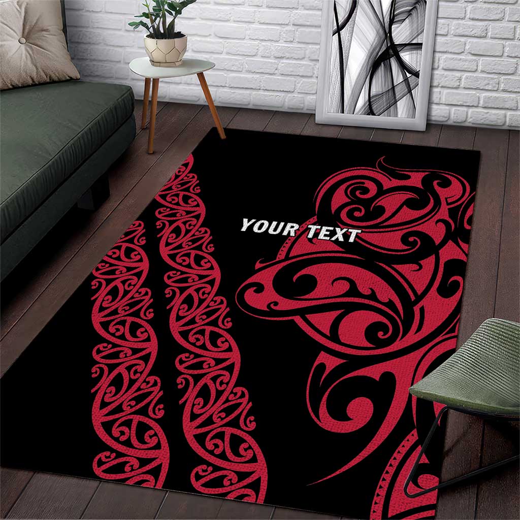 All Black Maori Tribal Tattoo Personalised Area Rug Classic Red Polynesian Style LT9 Red - Polynesian Pride