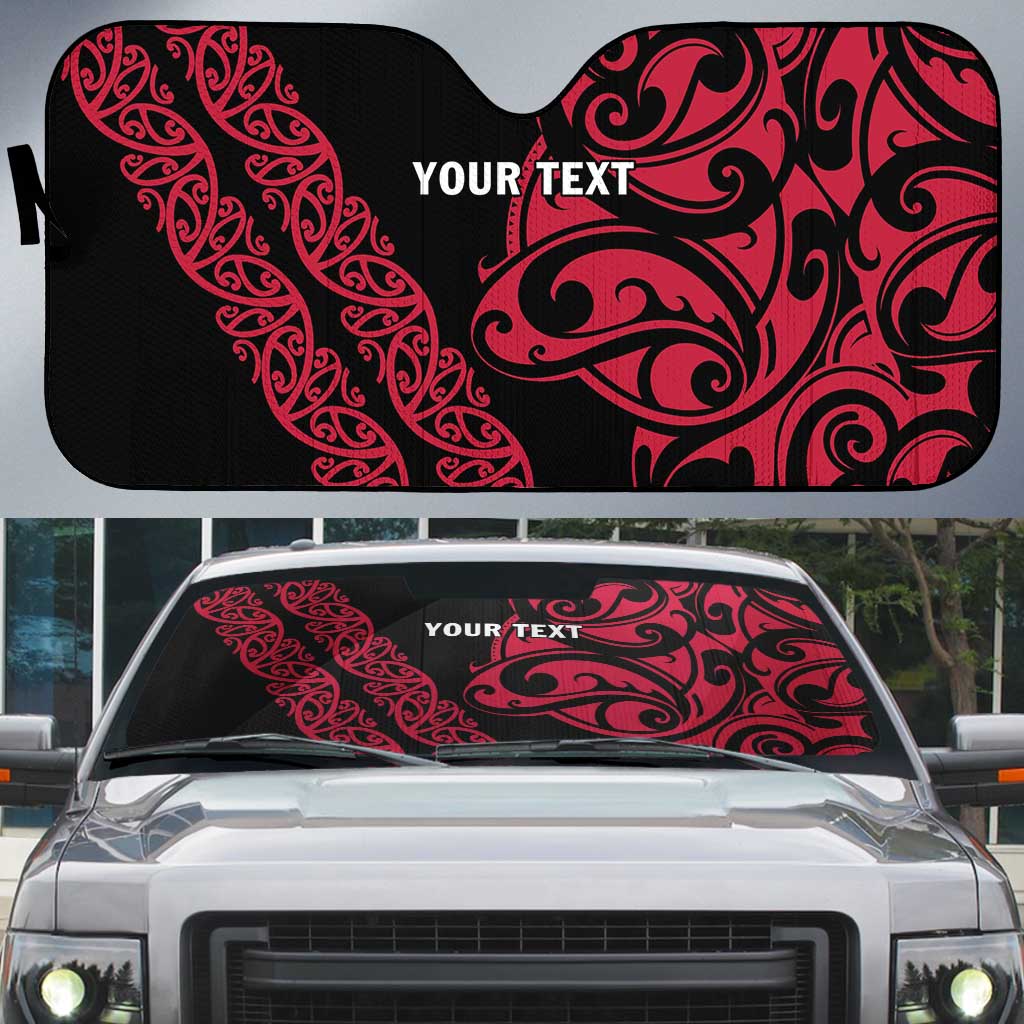All Black Maori Tribal Tattoo Personalised Auto Sun Shade Classic Red Polynesian Style LT9 Red - Polynesian Pride