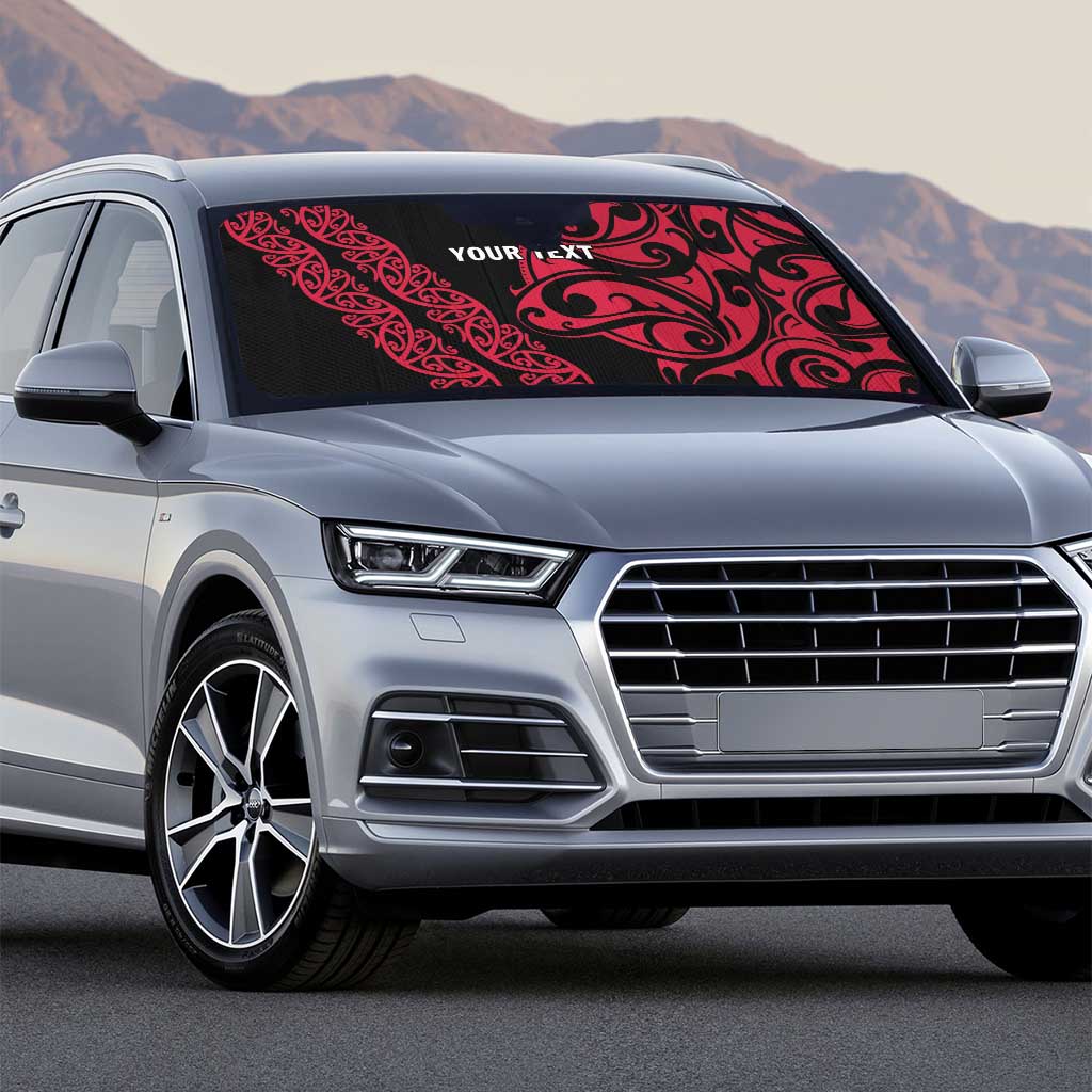 All Black Maori Tribal Tattoo Personalised Auto Sun Shade Classic Red Polynesian Style LT9 - Polynesian Pride