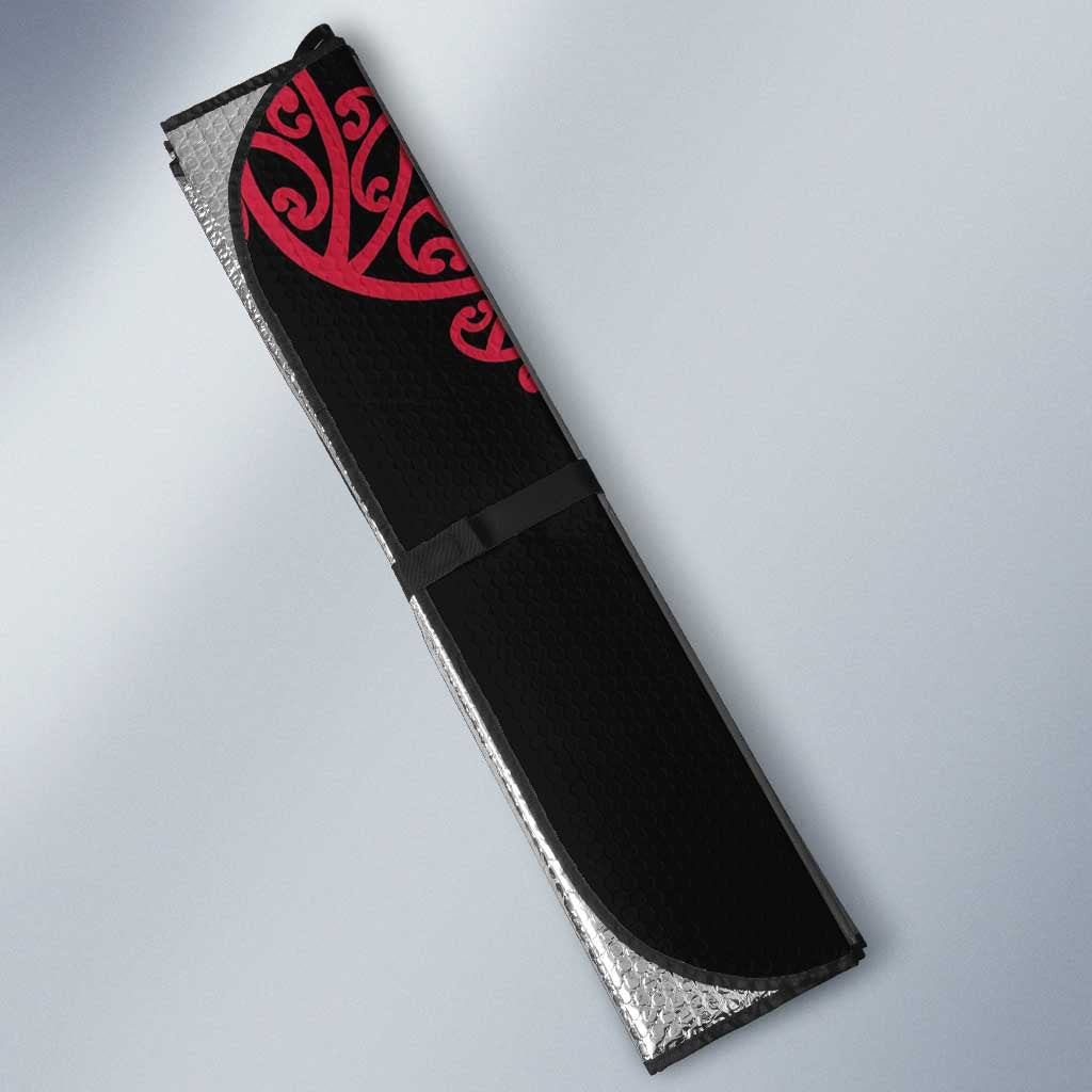 All Black Maori Tribal Tattoo Personalised Auto Sun Shade Classic Red Polynesian Style LT9 - Polynesian Pride