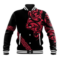 All Black Maori Tribal Tattoo Personalised Baseball Jacket Classic Red Polynesian Style LT9 Unisex Red - Polynesian Pride