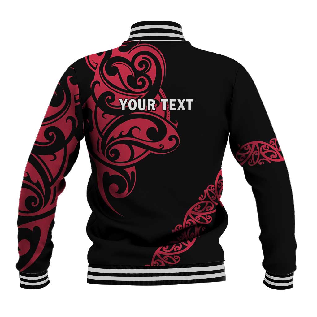 All Black Maori Tribal Tattoo Personalised Baseball Jacket Classic Red Polynesian Style LT9 - Polynesian Pride