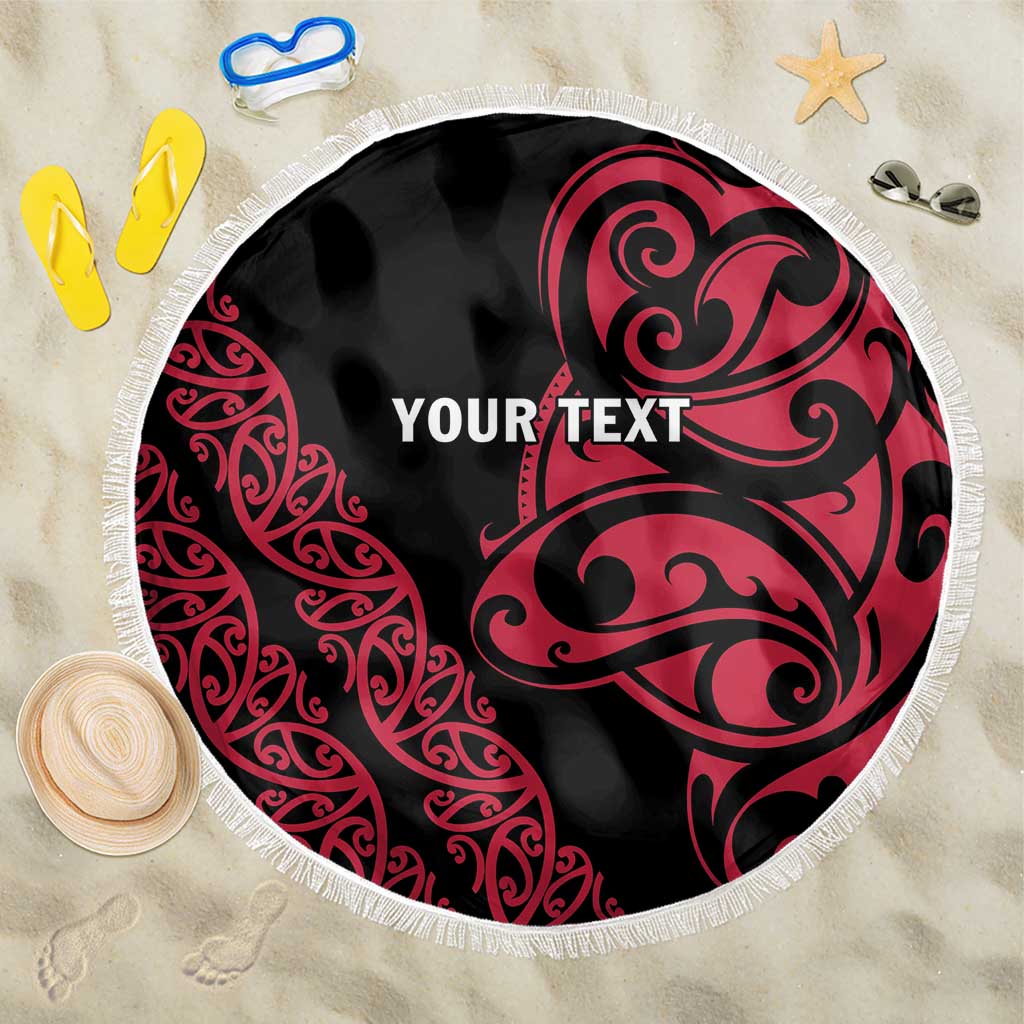 All Black Maori Tribal Tattoo Personalised Beach Blanket Classic Red Polynesian Style LT9 One Size 150cm Red - Polynesian Pride