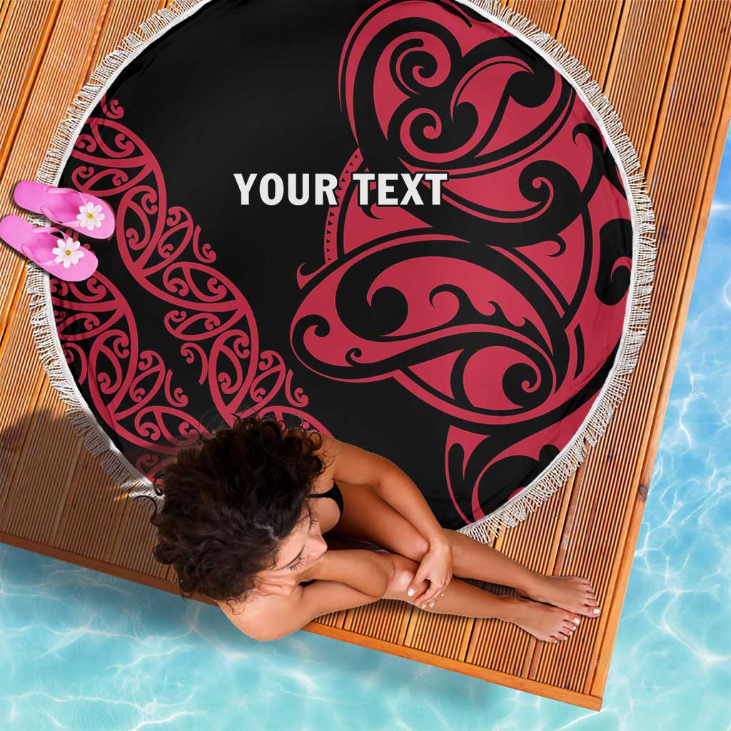 All Black Maori Tribal Tattoo Personalised Beach Blanket Classic Red Polynesian Style LT9 - Polynesian Pride