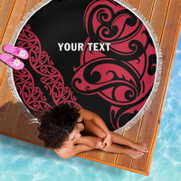 All Black Maori Tribal Tattoo Personalised Beach Blanket Classic Red Polynesian Style LT9 - Polynesian Pride