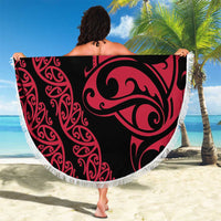 All Black Maori Tribal Tattoo Personalised Beach Blanket Classic Red Polynesian Style LT9 - Polynesian Pride