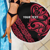 All Black Maori Tribal Tattoo Personalised Beach Blanket Classic Red Polynesian Style LT9 - Polynesian Pride
