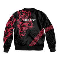 All Black Maori Tribal Tattoo Personalised Bomber Jacket Classic Red Polynesian Style LT9 - Polynesian Pride