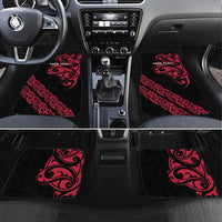 All Black Maori Tribal Tattoo Personalised Car Mats Classic Red Polynesian Style LT9 Set 4pcs Red - Polynesian Pride