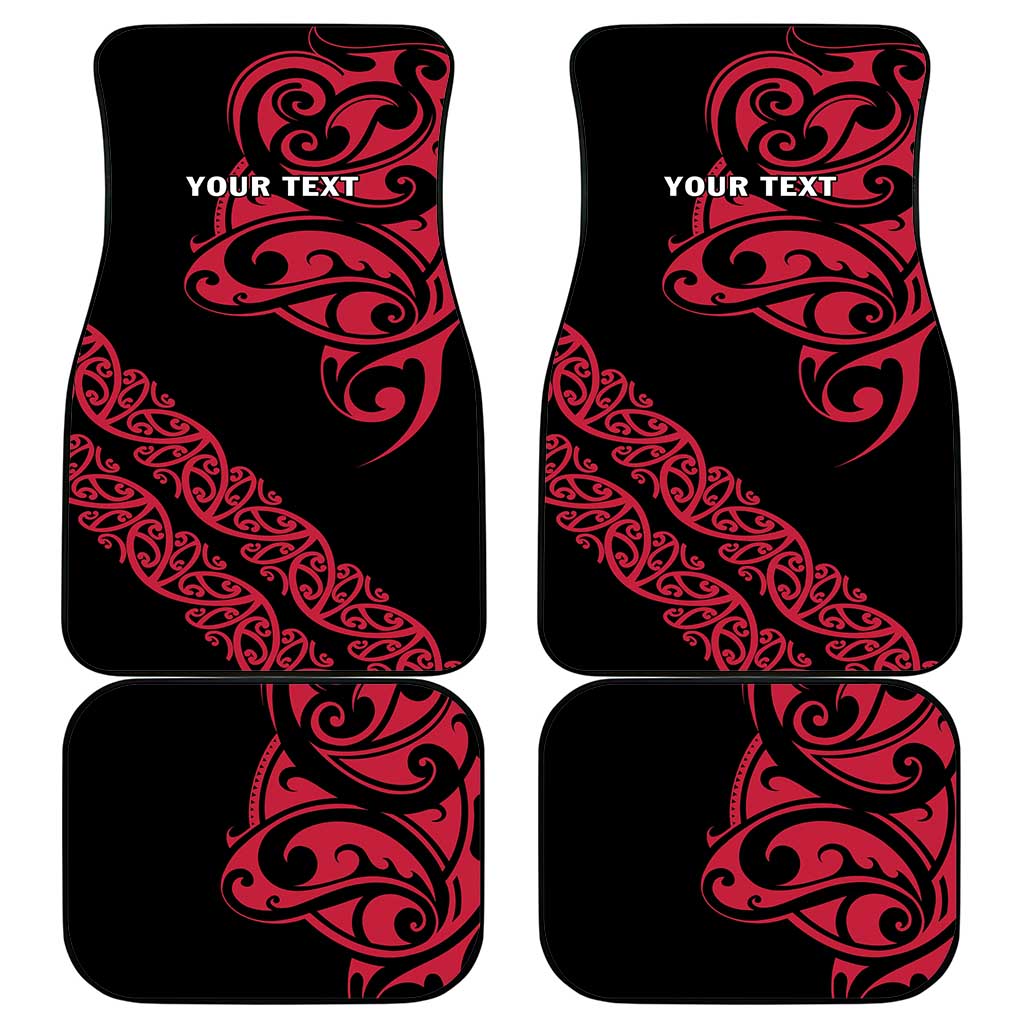 All Black Maori Tribal Tattoo Personalised Car Mats Classic Red Polynesian Style LT9 - Polynesian Pride