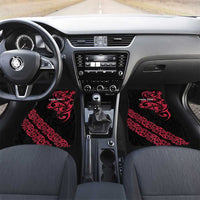 All Black Maori Tribal Tattoo Personalised Car Mats Classic Red Polynesian Style LT9 Set 2pcs - Front Red - Polynesian Pride