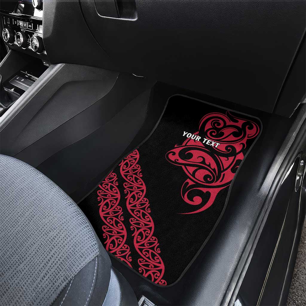 All Black Maori Tribal Tattoo Personalised Car Mats Classic Red Polynesian Style LT9 - Polynesian Pride
